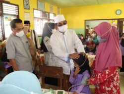 Bupati Tanjabbar Sambangi Vaksinasi di SD 032 Desa Kampung Baru